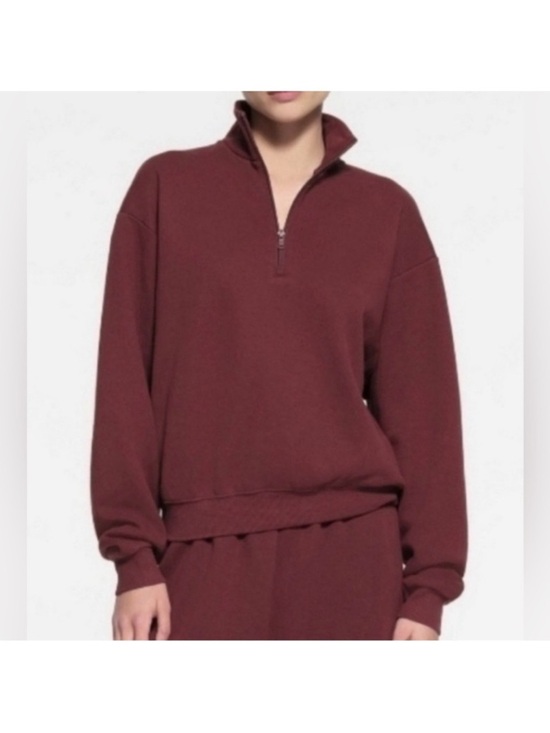 SKIMS Tops - SKIMS Half-Zip Pullover Fleece In Oxford Blood Burgundy Red Size Small EUC